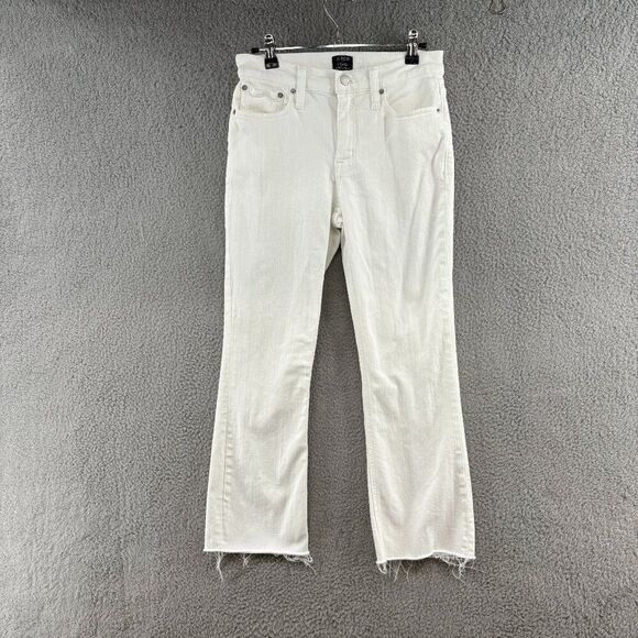 J.Crew Flare Crop Mid Rise White Jean in stretch Sz 26 BO933 - Picture 3 of 15